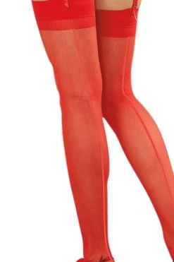 Dreamgirl Red Sheer Thigh High Backseam Stockings