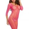 Dreamgirl Neon Pink Fishnet Open Crotch Bodystocking
