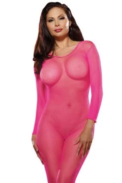 Dreamgirl Neon Pink Fishnet Open Crotch Bodystocking