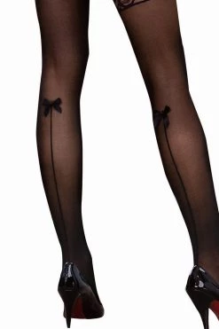 Dreamgirl Black Opaque Thigh Highs With Calf Backseams