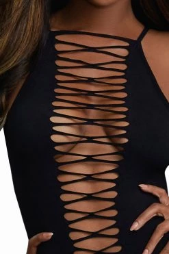 Dreamgirl Crisscross Opaque Teddy & Crisscross Stockings Bodystocking Lingerie 11 Dreamgirl Crisscross Opaque Teddy & Crisscross Stockings Bodystocking Lingerie