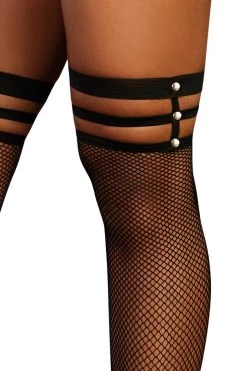 Dreamgirl Fishnet Thigh Highs With Metal Studs
