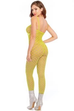 Dreamgirl Bodystocking Lingerie Neon Green Convertible Crotchless Bodystocking