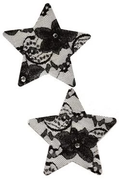GE Apparel Accessories Star & Black Floral Lace Nipple Pasties