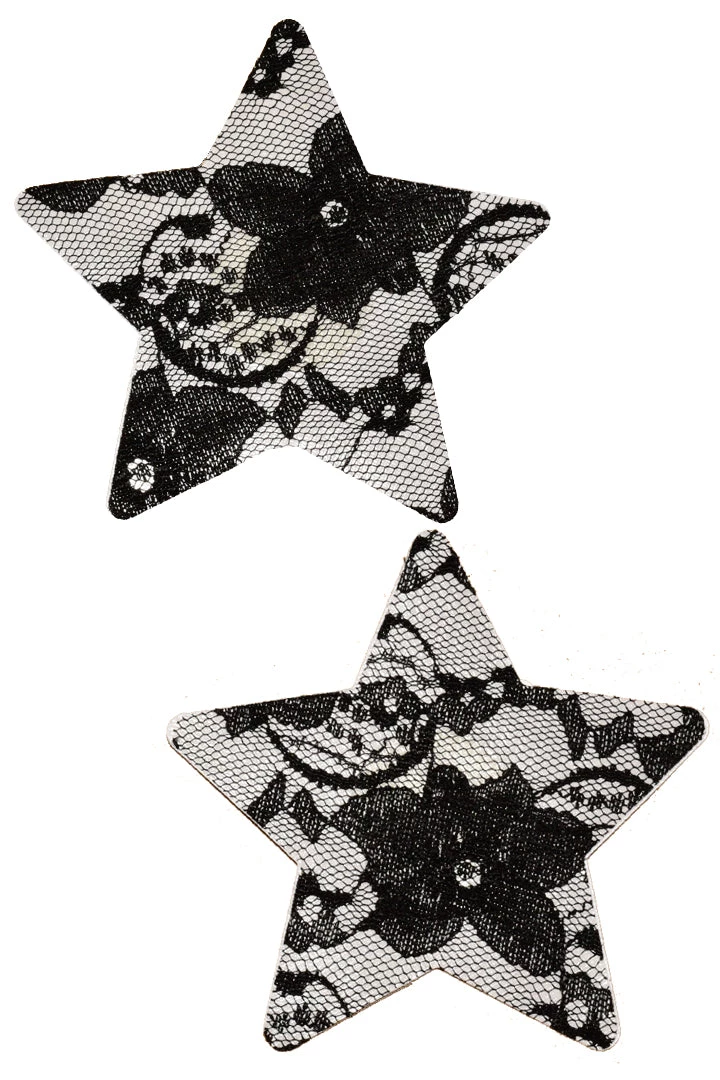 GE Apparel Accessories Star & Black Floral Lace Nipple Pasties 3 GE Apparel Accessories Star & Black Floral Lace Nipple Pasties