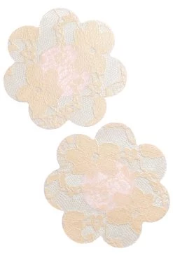 GE Apparel Beige Sheer Lace Petal Nipple Pasties Accessories