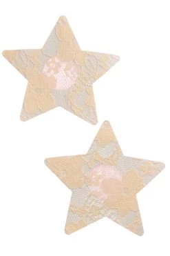 GE Apparel Accessories Beige Sheer Lace Star Nipple Pasties