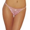Shirley Of Hollywood Pink Scalloped Embroidery Open Front Thong Lingerie