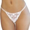 Shirley Of Hollywood Lingerie White Scalloped Embroidery Open Front Thong