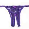 Shirley Of Hollywood Purple Scalloped Embroidery Open Front Thong Lingerie