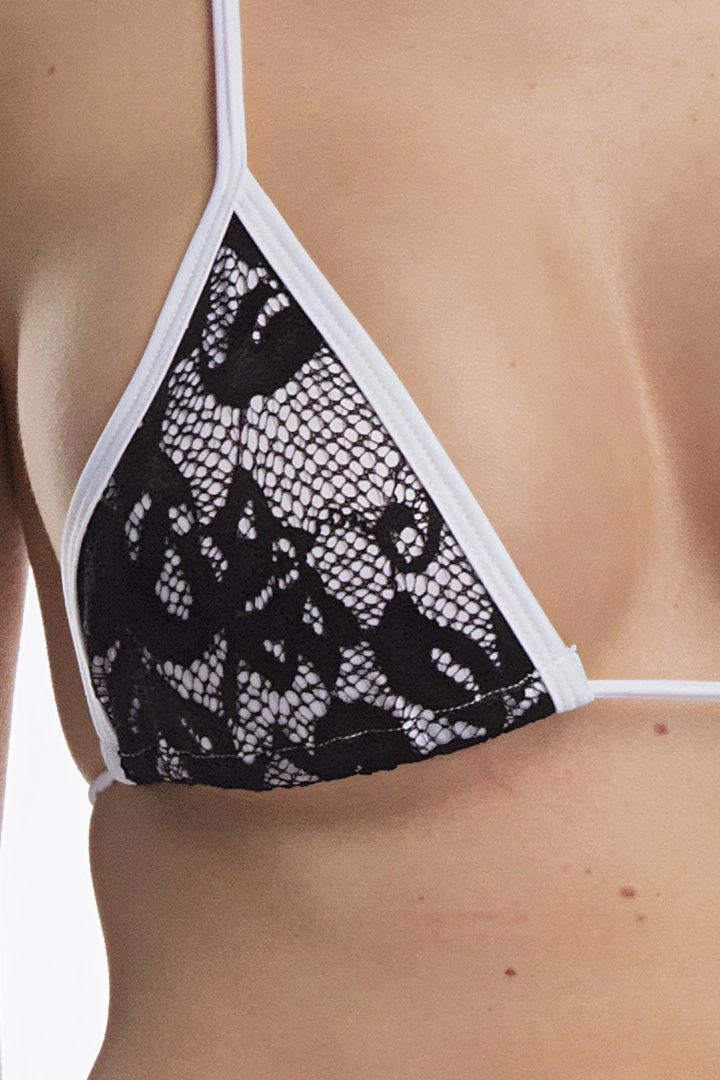 Midnight Ballerina Black Lace On White Thong Bikini Dancewear 5 Midnight Ballerina Black Lace On White Thong Bikini Dancewear