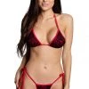Midnight Ballerina Dancewear Black Lace On Red Thong Bikini