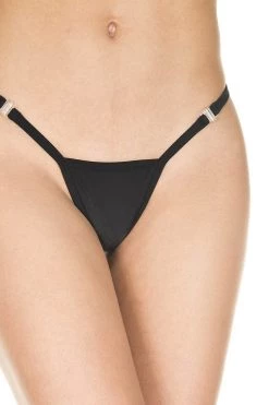Music Legs Lingerie Black Detachable Clip G-String Panty
