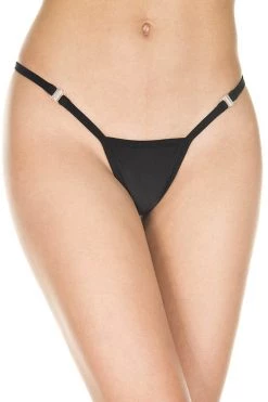 Music Legs Lingerie Black Detachable Clip G-String Panty