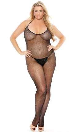 Popsi Black Halter Body Stocking With Rhinestones 10 Popsi Black Halter Body Stocking With Rhinestones
