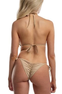 Midnight Ballerina Black Lace On Nude Sexy Scrunch Bikini Set Swimwear