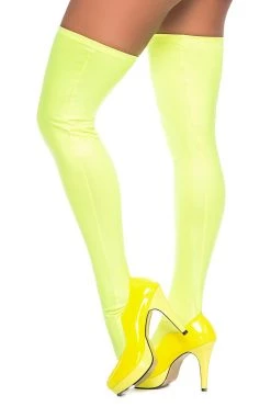 Mapale Neon Green Wet Look Thigh Highs