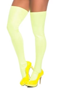 Mapale Neon Green Wet Look Thigh Highs