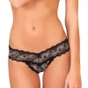 Rene Rofe Crotchless Lace V-Thong - Black