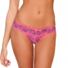 Rene Rofe Lingerie Crotchless Lace V-Thong - Pink 1 Rene Rofe Lingerie Crotchless Lace V-Thong - Pink