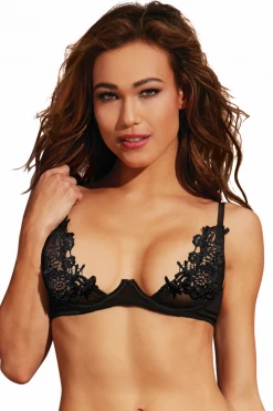 Dreamgirl Black Galloon Lace Open Cup Bra