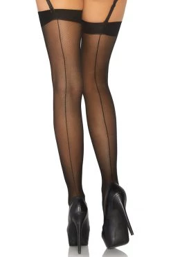 Leg Avenue Hosiery Woven Faux Net Backseam Stockings