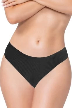 Seven Til Midnight Lingerie Black Shadow Stripe Thong Panty
