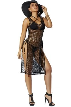 Elegant Moments Black Crochet Swim Cover-Up Dress 9 Elegant Moments Black Crochet Swim Cover-Up Dress