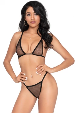 Seven Til Midnight Black Netted Bralette & G-String
