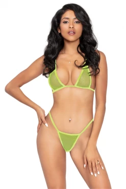 Seven Til Midnight Lime Netted Bralette & G-String Lingerie