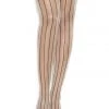 Elegant Moments Hosiery Beige Pin Striped Thigh High Stockings