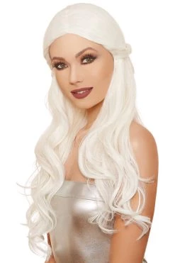 Dreamgirl Styled Twist Long White Wavy Wig Costumes