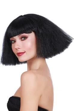 Dreamgirl Black Crimped Wedge Short Wig Costumes