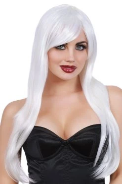 Dreamgirl Costumes White Long Layered Wig With Bangs
