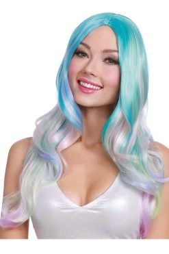 Dreamgirl Aqua Rainbow Wavy Wig Costumes