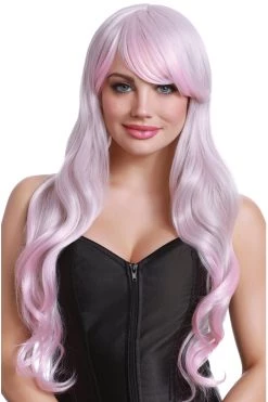 Dreamgirl Grey & Pink Ombre Wavy Wig Costumes