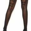 Elegant Moments Hosiery Black Opaque Thigh Highs & Striped Tops