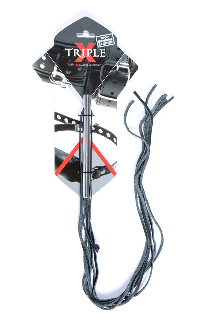 Allure Leather Whip With Metal Handle 3 Allure Leather Whip With Metal Handle