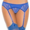 Elegant Moments Lingerie Blue Lace Garter And Triangle Back Panties