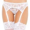 Elegant Moments Lingerie White Lace Garter And Triangle Back Panties 2 Elegant Moments Lingerie White Lace Garter And Triangle Back Panties