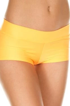 Music Legs Stretch Booty Shorts - Neon Orange Booty Shorts & Bottoms
