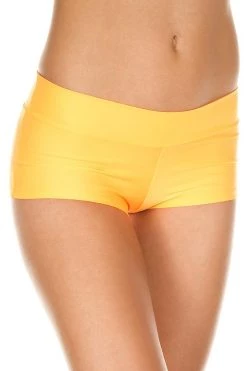 Music Legs Stretch Booty Shorts - Neon Orange Booty Shorts & Bottoms