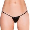 Roma Metallic Black 'Y' Back Micro Thong Bikini Bottom
