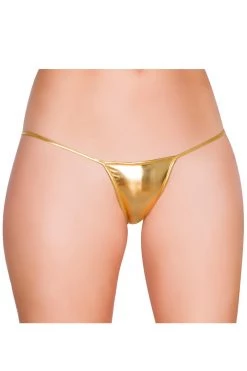 Roma Metallic Gold 'Y' Back Micro Thong Bikini Bottom Dancewear