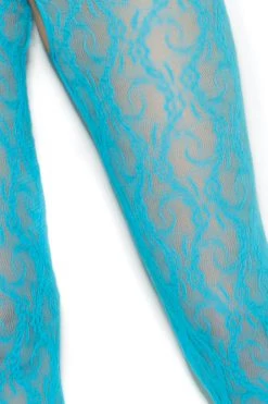 Elegant Moments Turquoise Lace Crotchless Suspender Bodystocking Bodystocking Lingerie