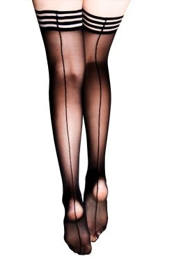 Kixies Hosiery Sheer Black Luxury Stockings W/ Backseams