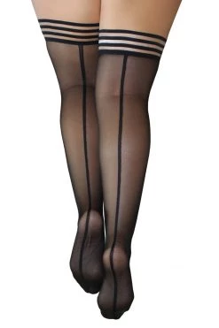 Kixies Hosiery Sheer Black Luxury Stockings W/ Backseams