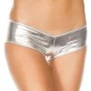 Music Legs Micro Metallic Booty Shorts - Silver