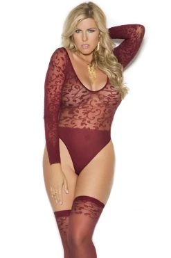 Elegant Moments Bodystocking Lingerie Burnout Teddy & Thigh Highs 10 Elegant Moments Bodystocking Lingerie Burnout Teddy & Thigh Highs