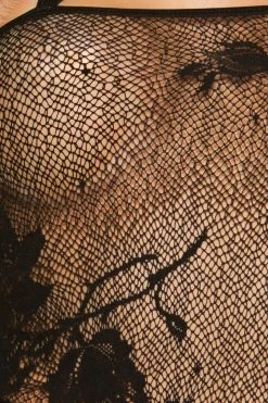 Elegant Moments Floral Lace Babydoll & G String Panty Bodystocking Lingerie